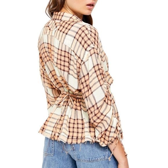 Free People Pacific Dawn Plaid Shirt. - Picture 3 of 12